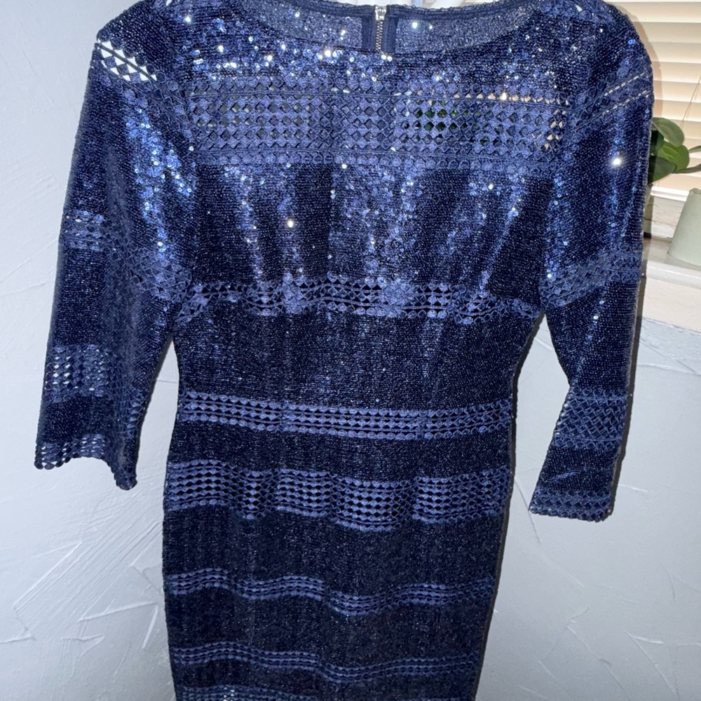 Alex Marie Midnight Blue Sequin Long Sleeve Dress